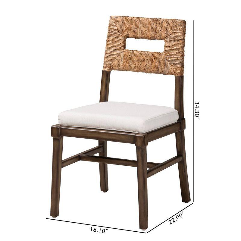 Porsha Mahogany Wood and Natural Rattan Dining Chair White/Natural Brown/Walnut Brown - Baxton Studio: Bohemian Style, No Assembly Required