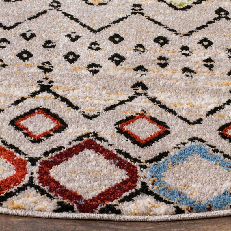 Amsterdam AMS108 Power Loomed Indoor Area Rug - Light Grey/Multi - 6'7" Round - Safavieh