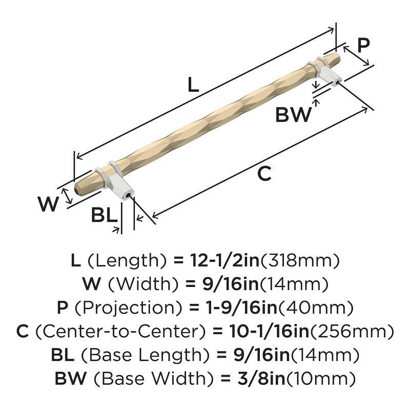 Amerock London 10-1/16 inch (256mm) Center-to-Center Golden Champagne/Polished Chrome Cabinet Pull