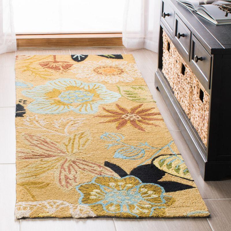 Taupe and Multicolor Floral Synthetic Runner Rug