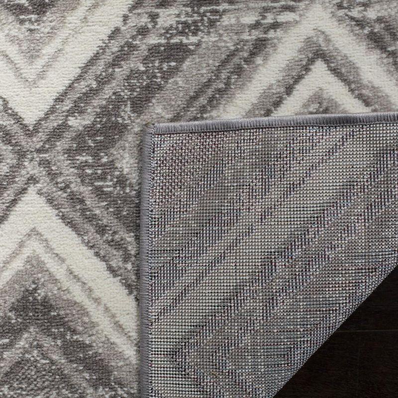 Grey and Ivory Medallion Synthetic Runner Rug