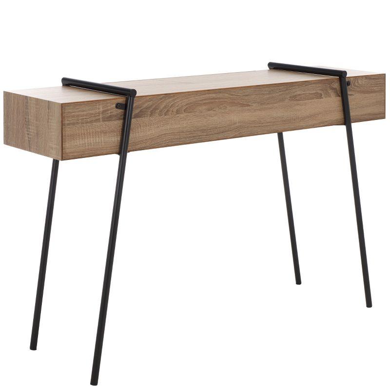 Light Grey Oak and Black Metal Console Table