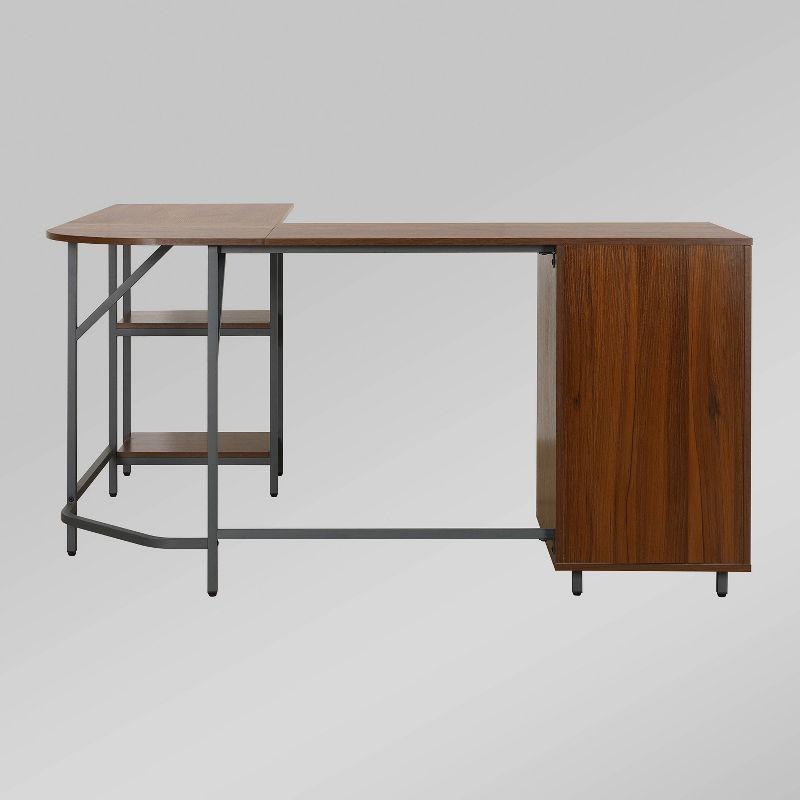 L Shape Home Office Two-Tone Desk with Storage - Techni Mobili