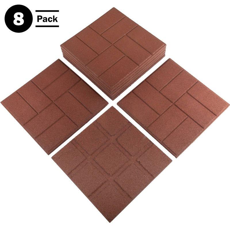 Pure Garden Deck Tiles 8-Pack - Dual-Sided Outdoor Flooring Tile - 28SQFT Rubber Pavers for Outside Patio, Garden Walkway, Balcony, or Shed