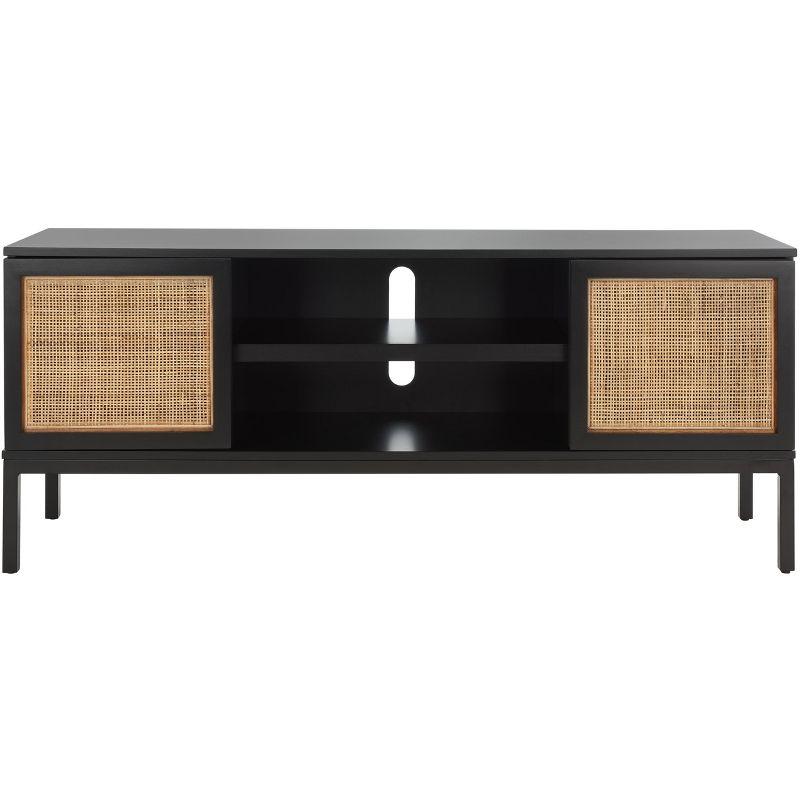 Zadie 2 Shelf Rattan Media Stand - MED5009 - Black/Natural - Safavieh