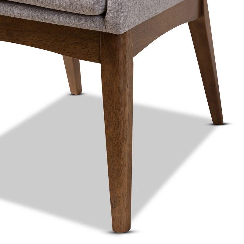 Set of 2 Nexus Mid Century Modern Walnut Wood Fabric Dining Side Chair Light Gray: Cushioned, Splayed Legs - Baxton Studio