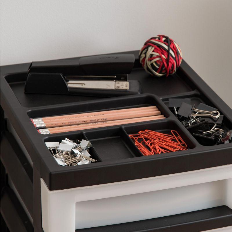 IRIS USA Craft Plastic Organizers and Storage, Rolling Storage Cart, 7 Drawers, Black/Pearl