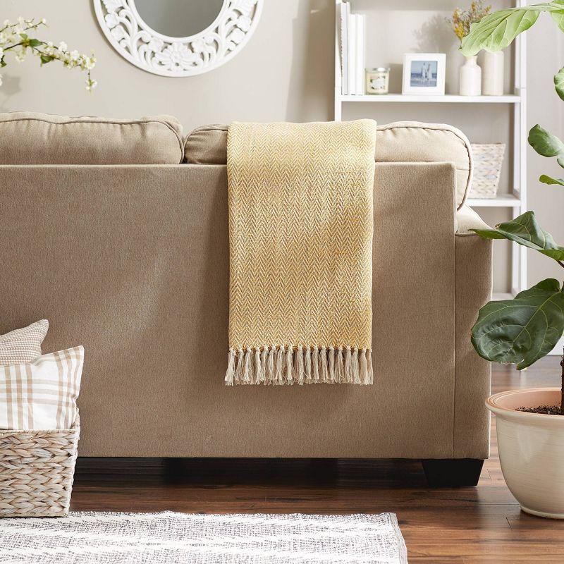 Honey Gold Handloom Chevron Cotton Throw Blanket