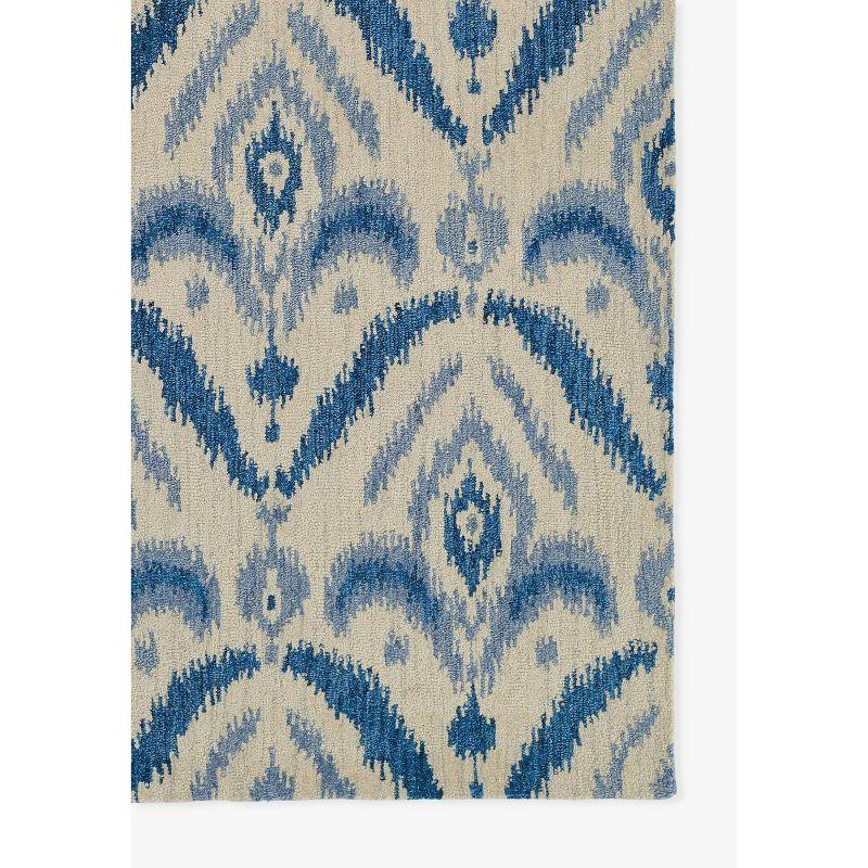 Momeni 3'6"x5'6" Leiden Ikat Elisha Handtufted Area Rug Blue: Wool, Medium Pile, Classic Pattern, Indoor Use