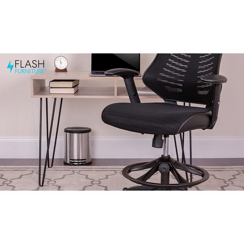Flash Furniture Haynie High Back Mesh Drafting Chair with LeatherSoft Sides and Adjustable Arms