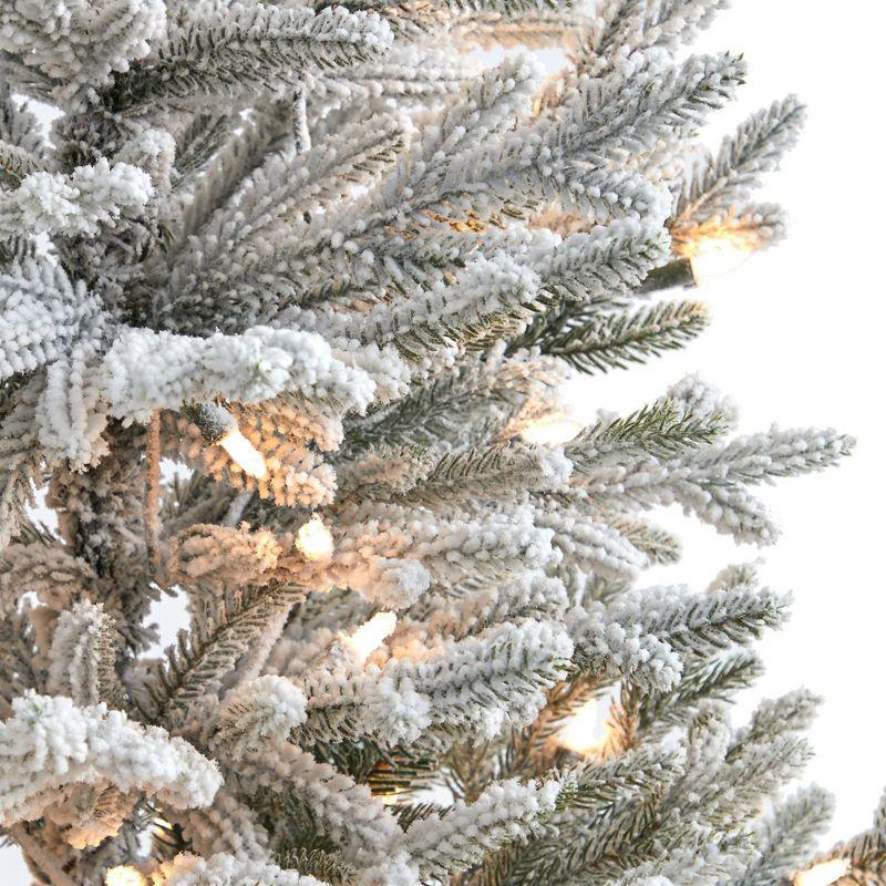 Nearly Natural 3-ft Flocked Fraser Fir Artificial Christmas Tree with 200 Warm White Lights and 481 Bendable Branches