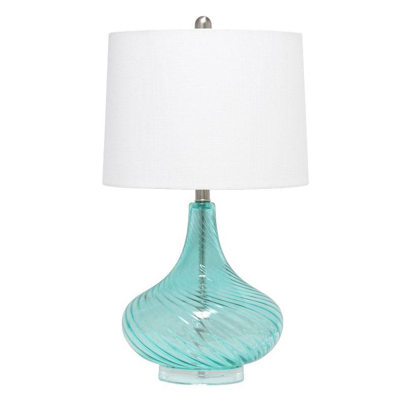 Glass Table Lamp with Fabric Shade Blue - Elegant Designs: No Assembly, UL Listed, 3-Way Switch