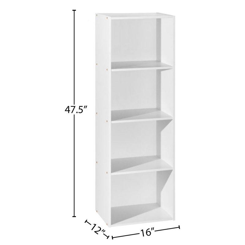 Hodedah 12 x 16 x 47 Inch 4 Shelf Bookcase and Office Organizer Solution for Living Room, Bedroom, Office, or Nursery, White Finish