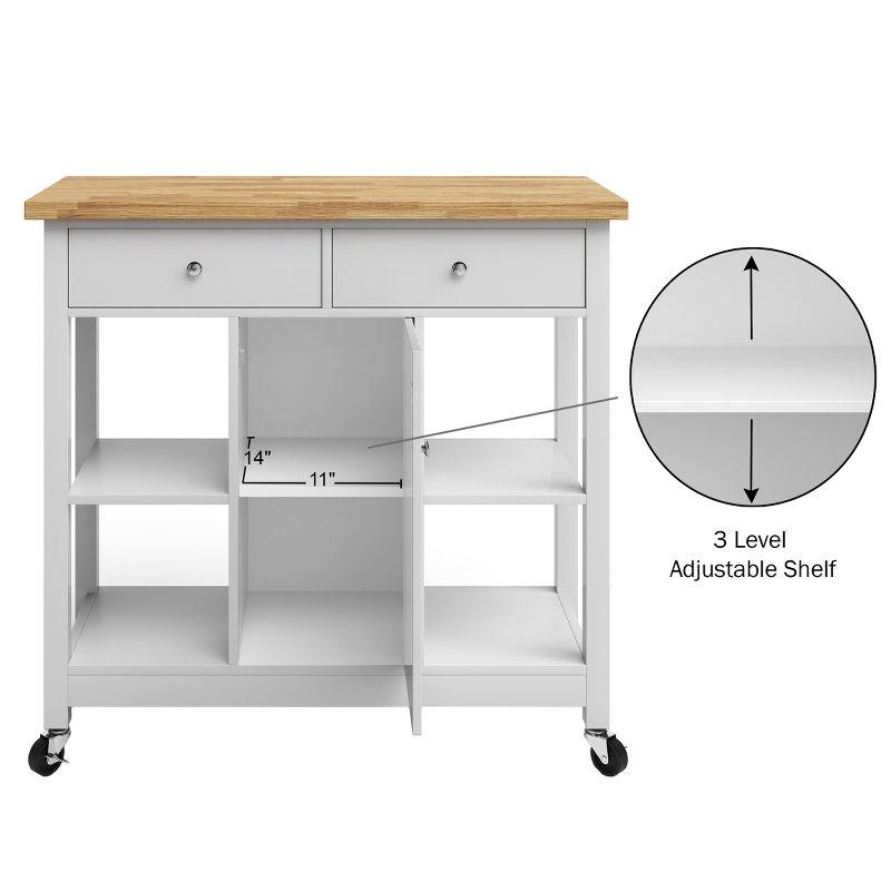 Kitchen Island with Drawers – Rolling Cart with Locking Casters – Use as Coffee Bar, Microwave Stand, or Shelves for Storage by Lavish Home (White)