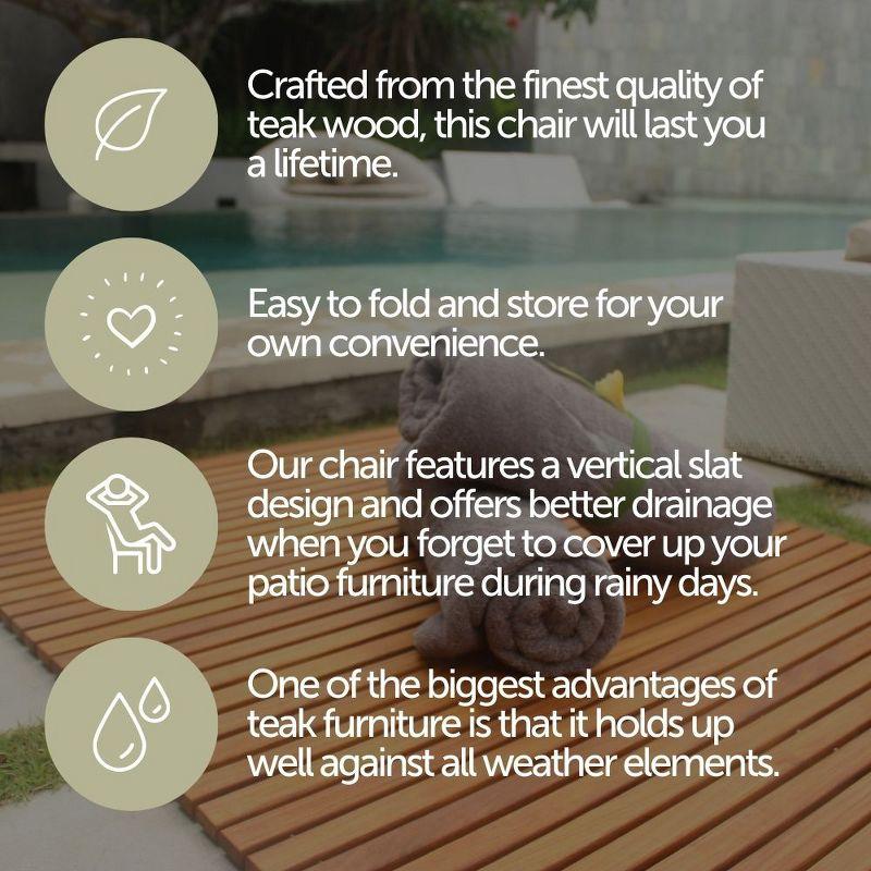 Nordic  Teak Outdoor Oiled Patio Folding Chair with Arm Rests