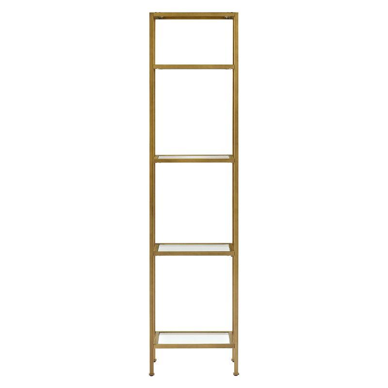 Elegant Antique Gold 79" Narrow Etagere with Tempered Glass Shelves