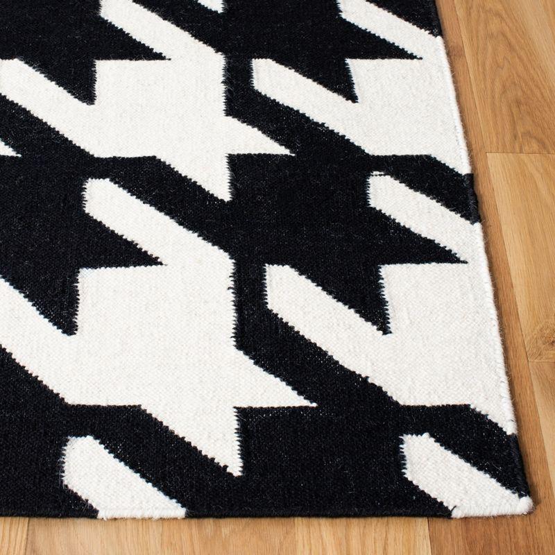 Black and Ivory Geometric Handwoven Wool Area Rug, 3' x 5'