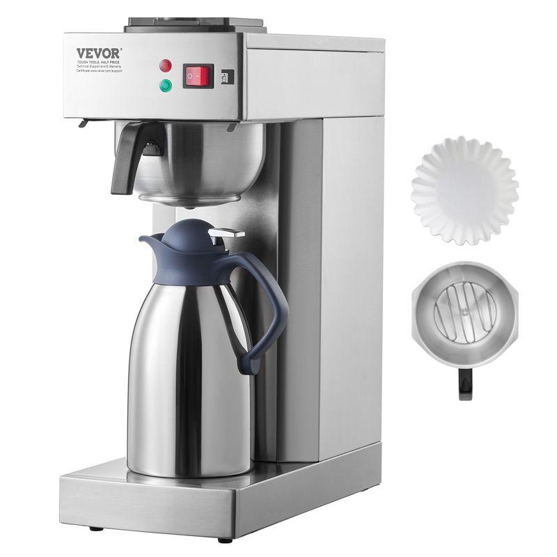 VEVOR 12 Cups Commercial Drip Coffee Maker, Coffee Maker Machine with Thermal Carafe to Keep Warm or Cold, Stainless Steel Pour Over Coffee Brewer