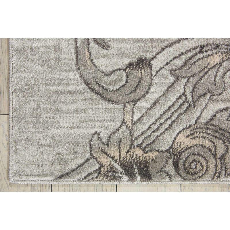 Elegant Graphite Floral Synthetic 2'2" x 7'6" Area Rug