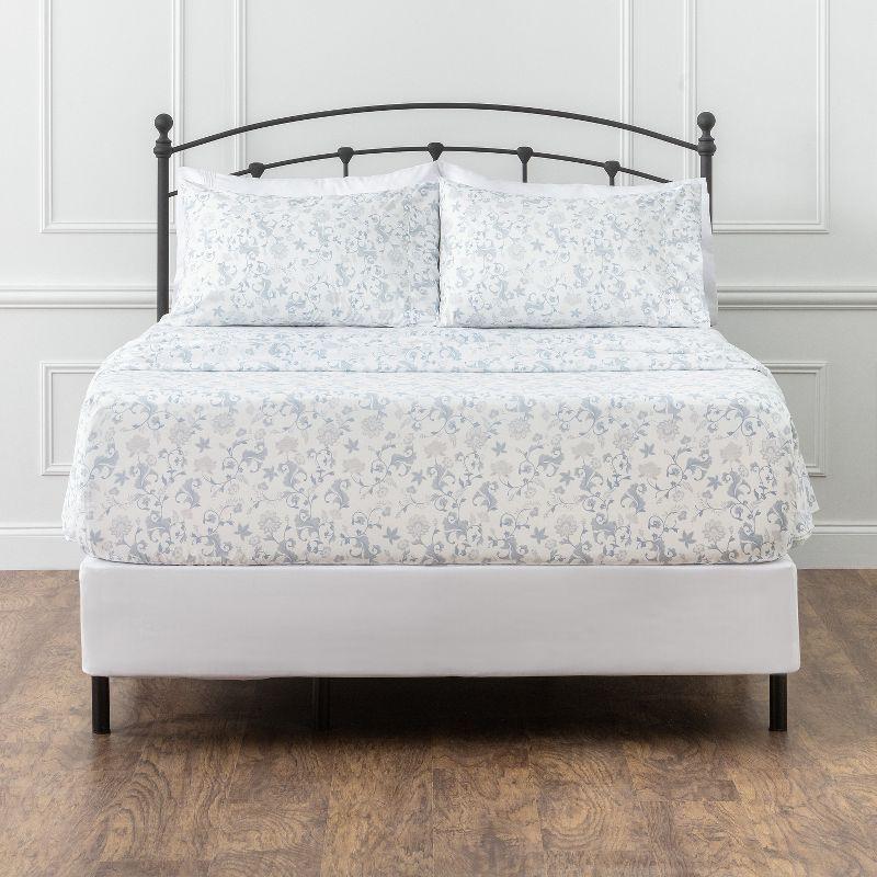 Chanasya Elegant Ultra Soft Floral Microfiber Percale Sheet Set