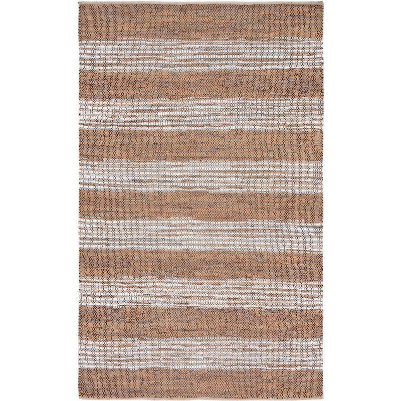 Vintage Leather VTL204 Hand Woven Area Rug - Light Brown/Ivory - 3'x5' - Safavieh.