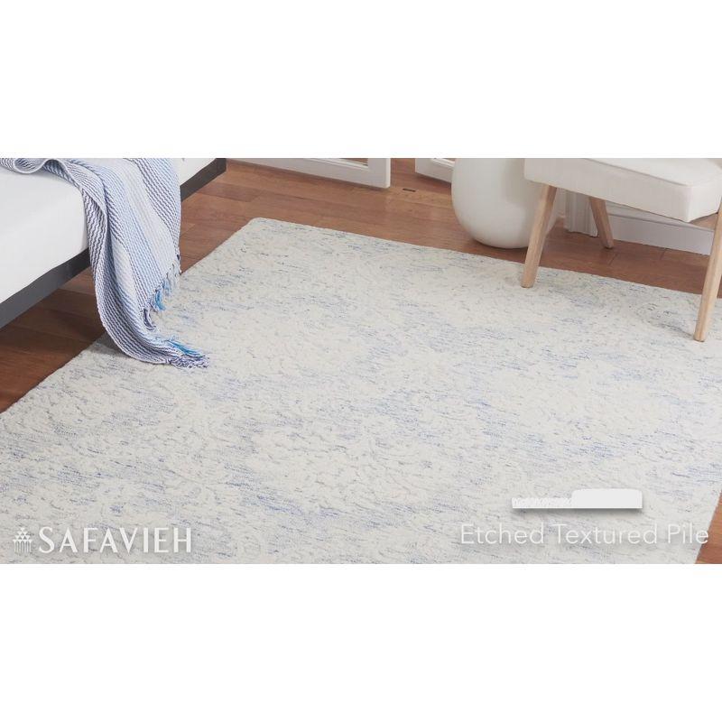 Classic Blue Square Hand-Tufted Wool Rug - 6' Elegance