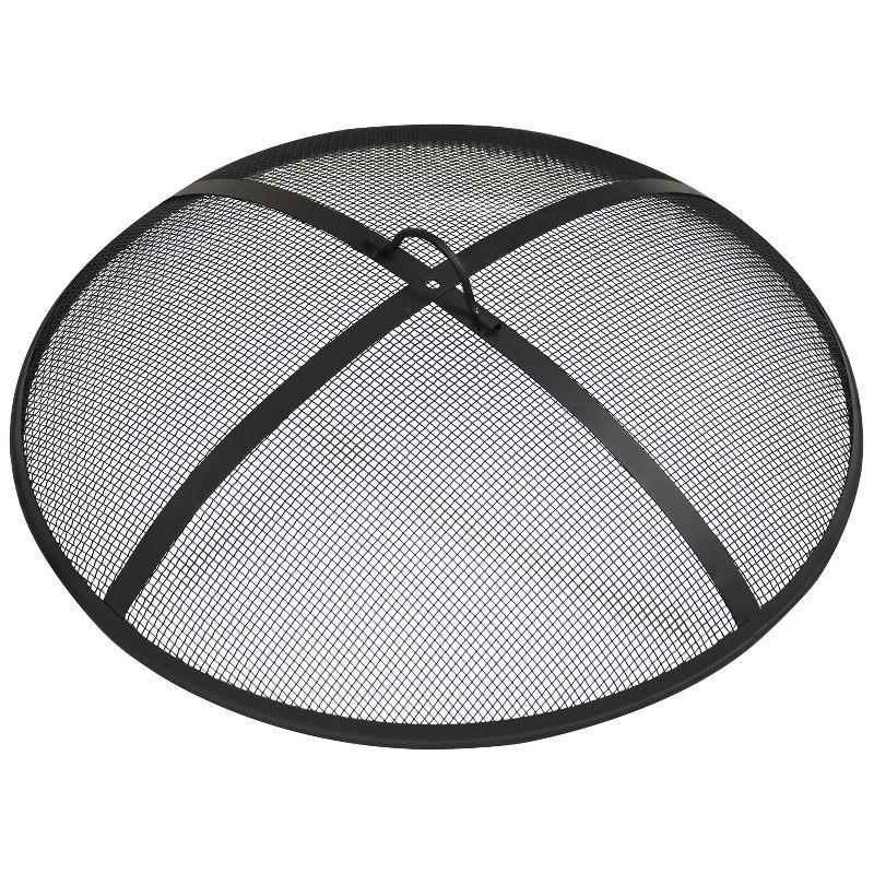 SunnyDaze Decor Heavy-Duty Round Steel Mesh Fire Pit Spark Screen with Handle