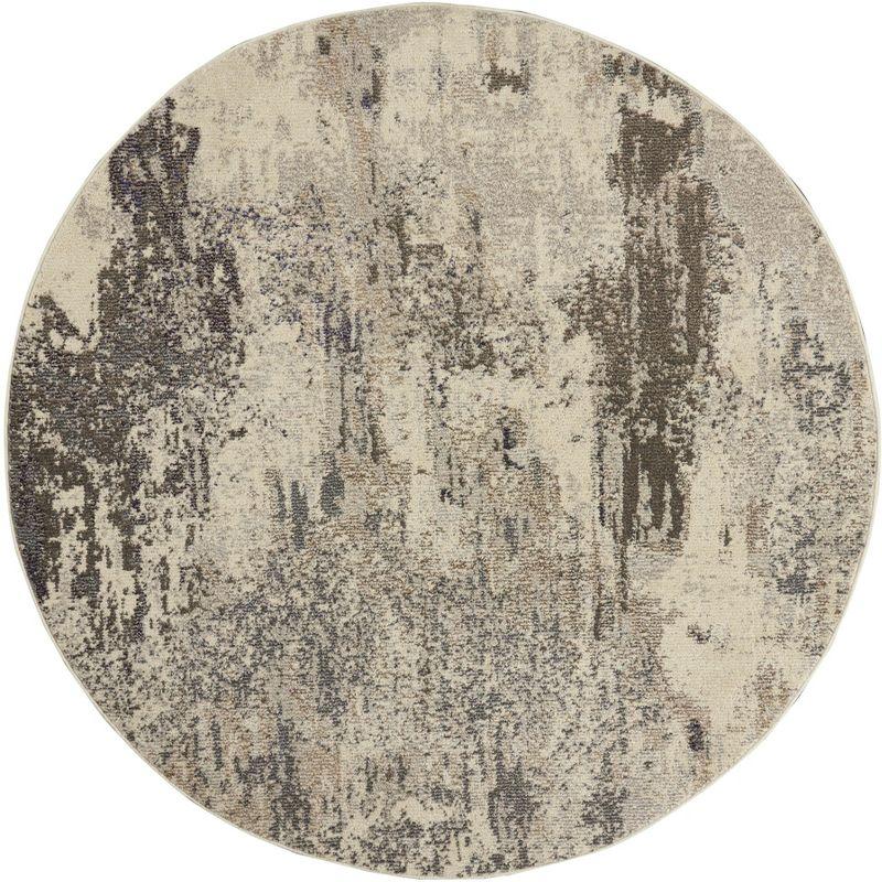 Nourison Celestial CES02 7'10" Round Ivory/Grey Area Rug