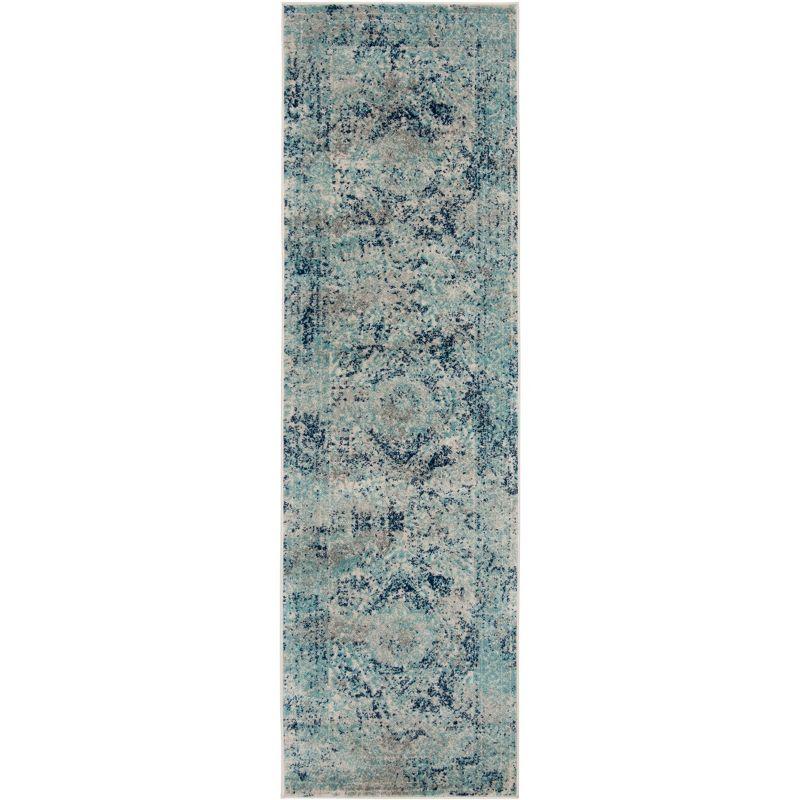 Madison MAD152 Power Loomed Indoor Runner Rug - Ivory/Blue - 2'3"x14' - Safavieh