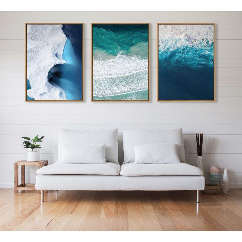 28" x 38" Sylvie Ocean Waves by The Bay Framed Canvas by Creative Bunch - Kate & Laurel All Things Decor