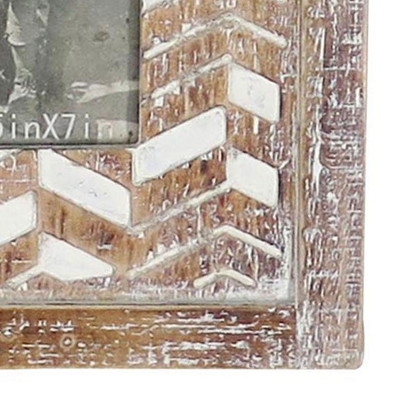 Natural Wood 5 x 7 inch Whitewash Pattern Decorative Wood Picture Frame - Foreside Home & Garden