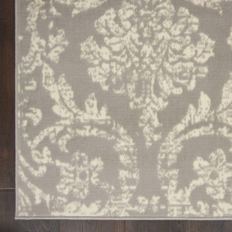 Nourison Jubilant 5'3" x 7'3" (5' x 7') Grey Area Rug Farmhouse Vintage Damask by Nourison