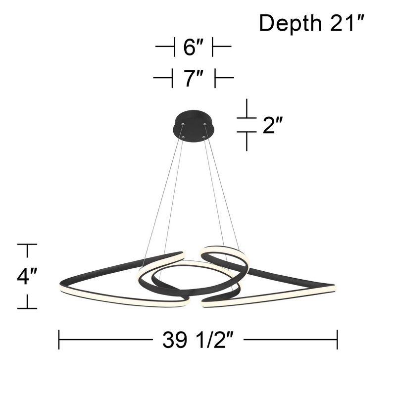 Possini Euro Design Helix Sand Black Multi-Ring Ceiling Pendant Light 39 1/2" Wide Ultra Modern Minimalist Spiral Dimmable LED Strip Steel Dining Room