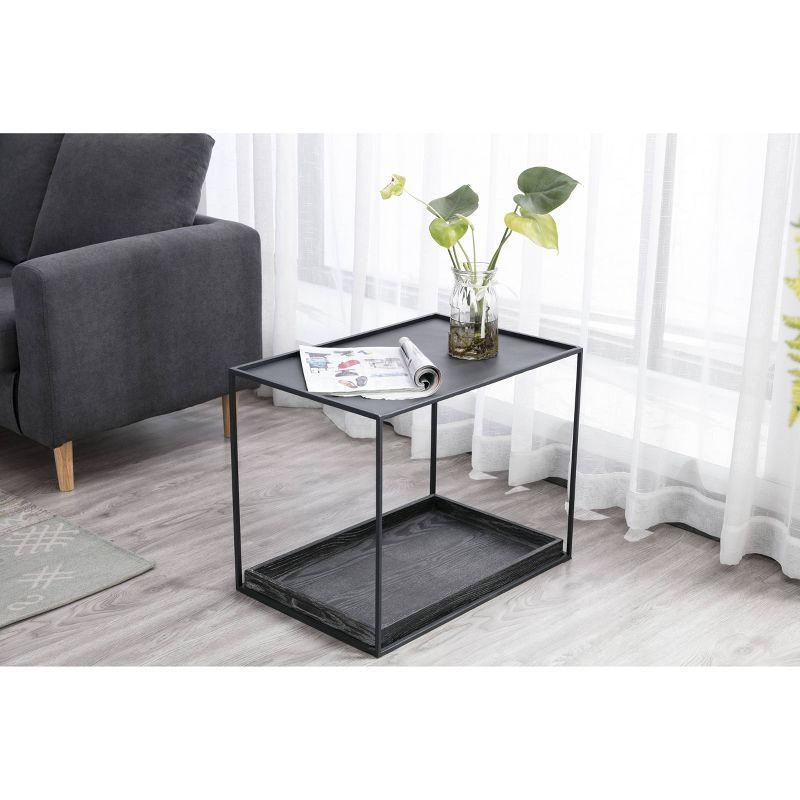 Burnham Home Highlands End Table Dark Gray - Boraam: Removable Tray Top, Metal Base, No Assembly Required