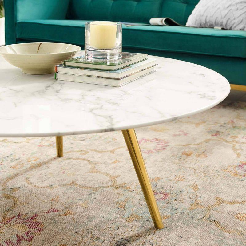 Carson Carrington Bata Round Artificial Marble Coffee Table by Modway