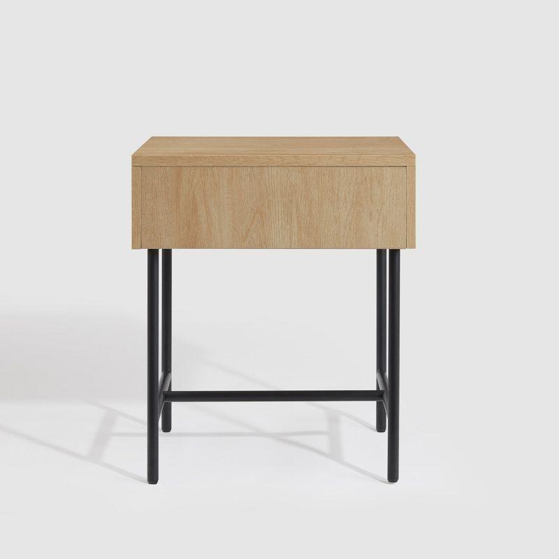Saracina Home Modern Fluted 1 Drawer Side Table Coastal Oak/Black