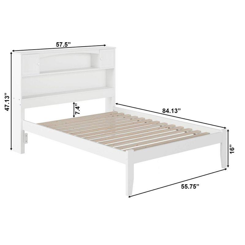 Newport Full Double Platform Bed with Bookcase Headboard and Storage Drawers in White