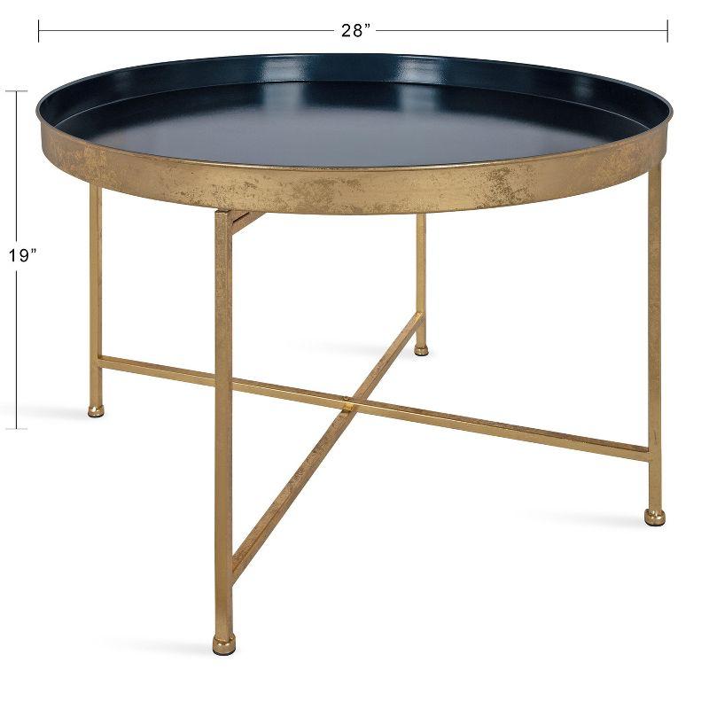 Kate and Laurel Celia Round Metal Coffee Table, 28.25x28.25x19, Navy Blue and Gold