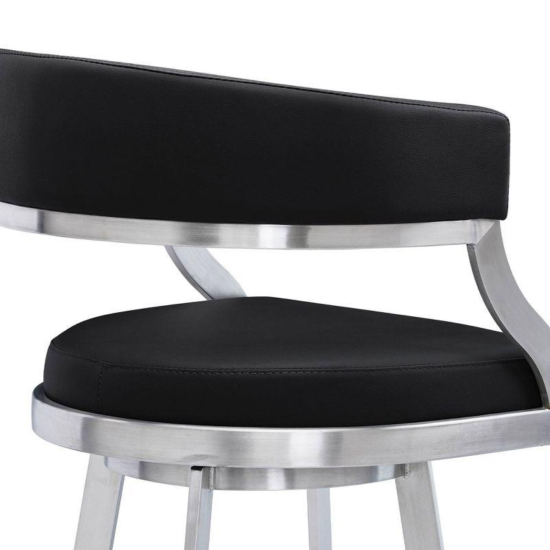 26&#34; Saturn Faux Leather Stainless Steel Counter Height Barstool Black - Armen Living