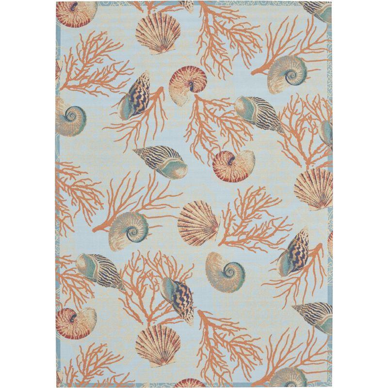 Wav01/Sun & Shade Nature Outdoor Light Blue Area Rug