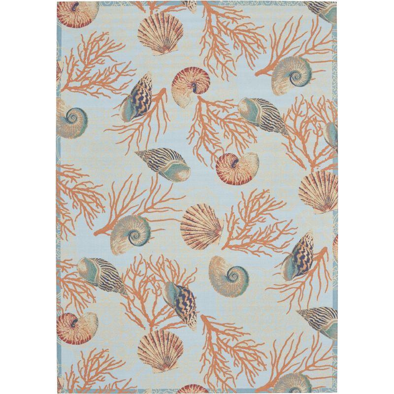 Coastal Breeze Floral Mandala 7'9" x 10'10" Light Blue Outdoor Rug