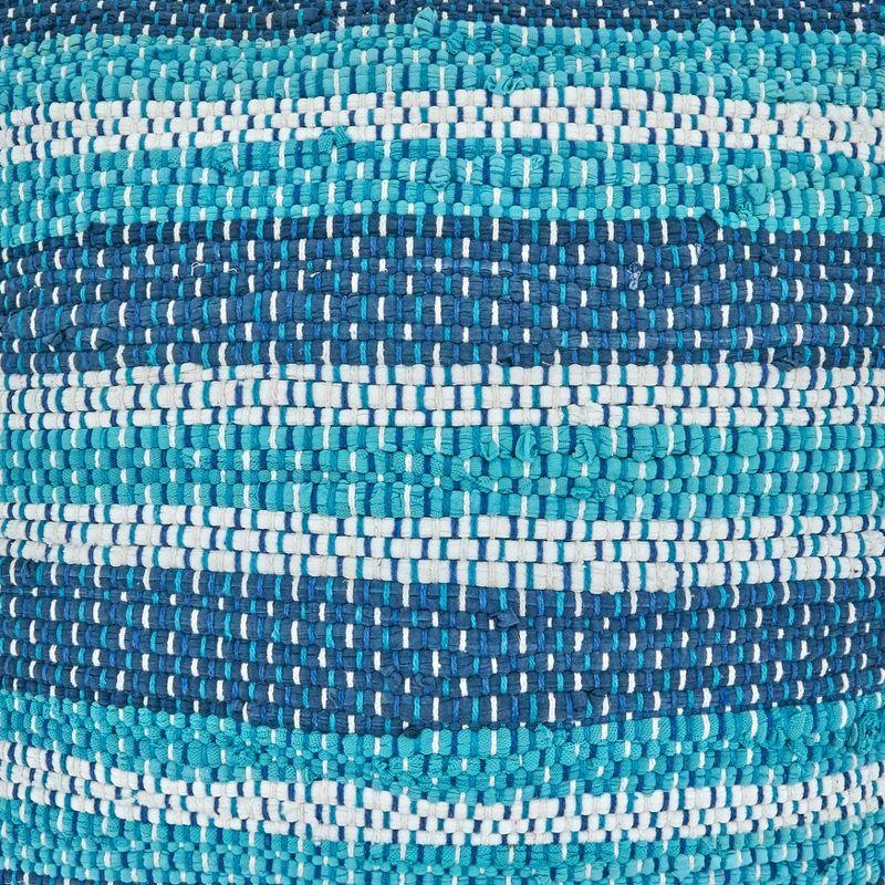 Blue and White Striped Cotton Chindi Pillow Cover