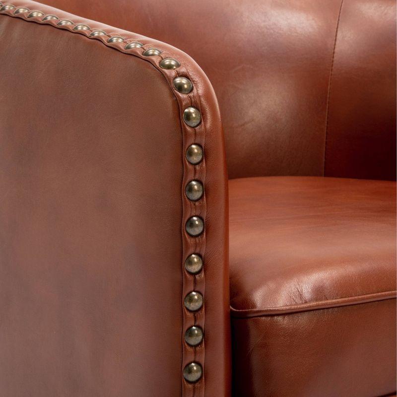 Comfort Pointe Tyler Swivel Arm Chair Caramel: Upholstered Faux Leather, Metal Legs, No Assembly Required