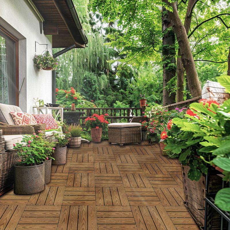 Wood Plastic Composite Interlocking Deck Tiles Set of 20