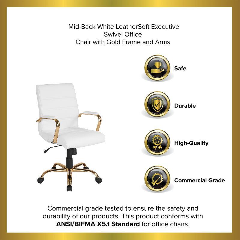 Emma and Oliver Mid-Back Executive Swivel Office Chair with Metal Frame and Arms