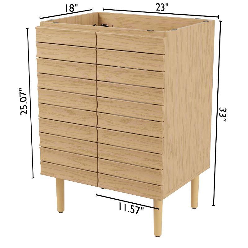 Aubert 24" Slat Modern Farmhouse 2-Shelf Bath Vanity Cabinet Only (Sink Basin not Included)