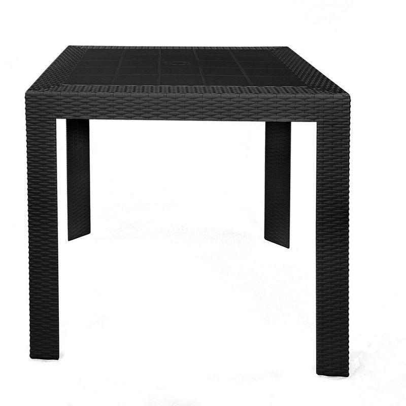 Outdoor Square Dining Table Modern Weave Design Mace Collection in Black