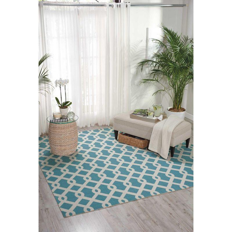 Easterly Geometric Blue/White Outdoor Area Rug