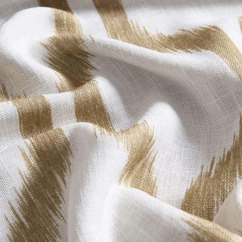 Renzo Ikat Geometric Linen Room Darkening Single Window Curtain Panel - 52" x 95" - Natural - Elrene Home Fashions