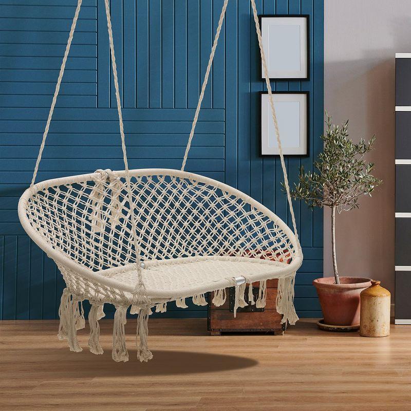 Sorbus Double Hammock Chair Macramé Swing, 300 Pound Capacity, Perfect for Indoor/Outdoor Home, Patio, Deck, Yard, Garden